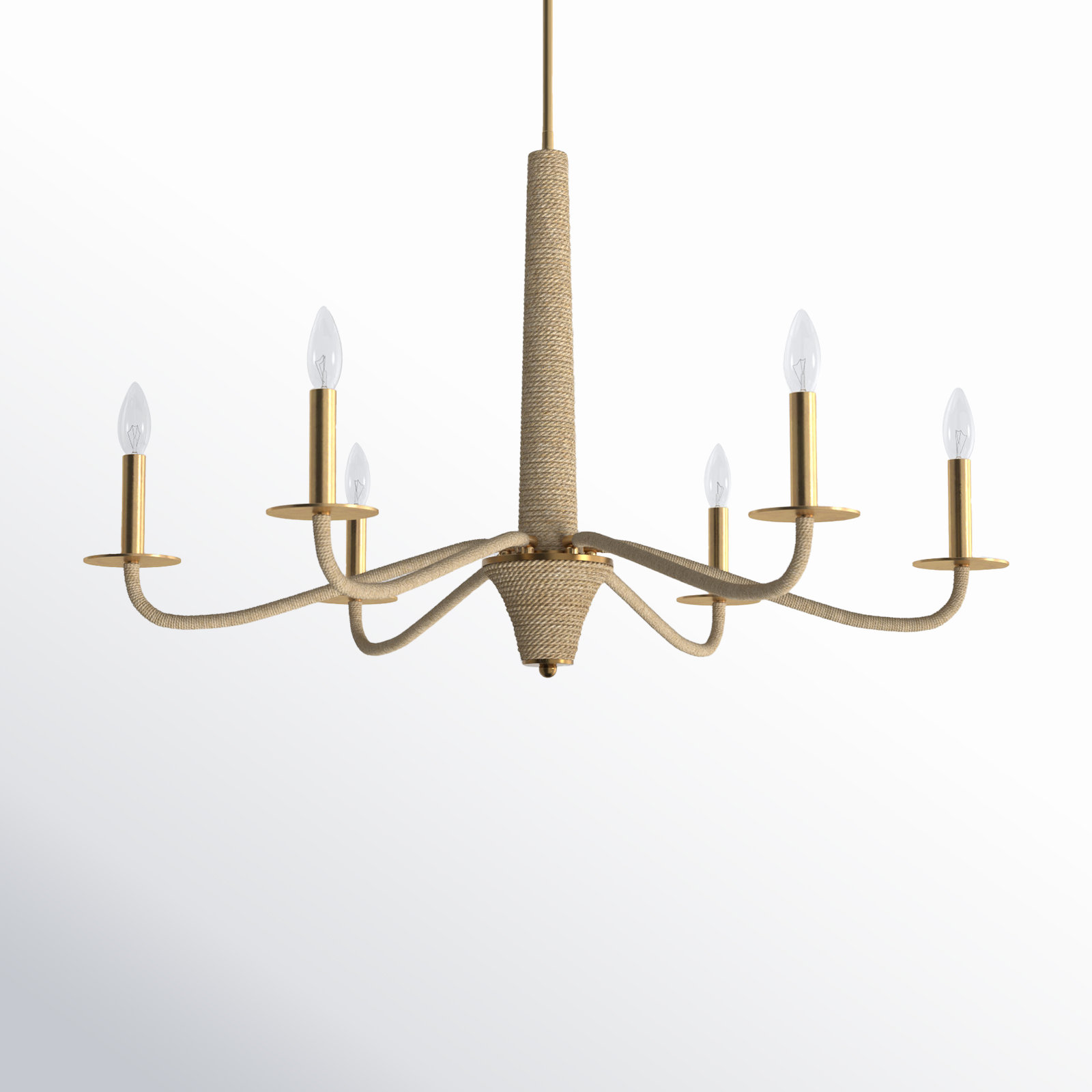 Birch Lane™ Joslin 6-Light Chandelier In Warm Brass And Rope